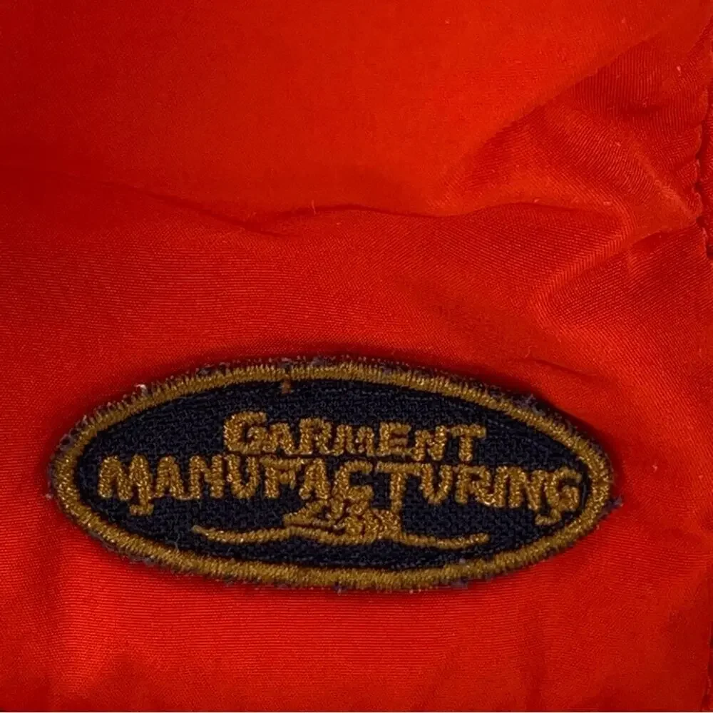 Mon Petit Manteau by Cyrillic Puffer Jacket Orange Blue Fleece Lining